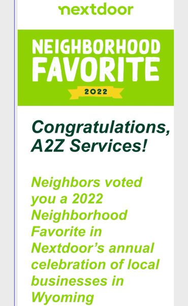 Nextdoor Neighborhood Favorite 2022 award for A2Z Services